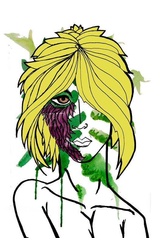 Mixed media watercolor, pen &amp; marker and photoshop t-shirt design.